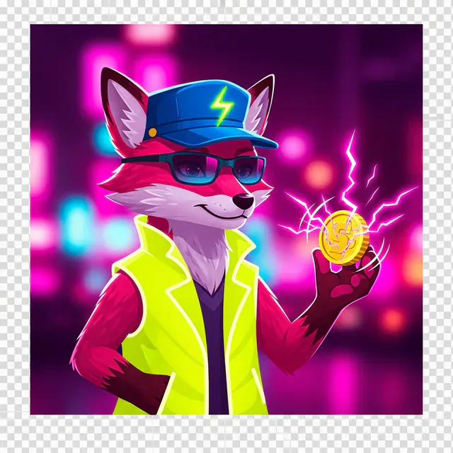 Volt, the neon fox mascot of LuckySpin Social