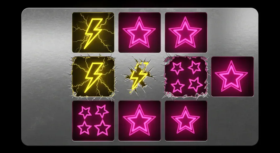 Neon Scratch card with glowing panels